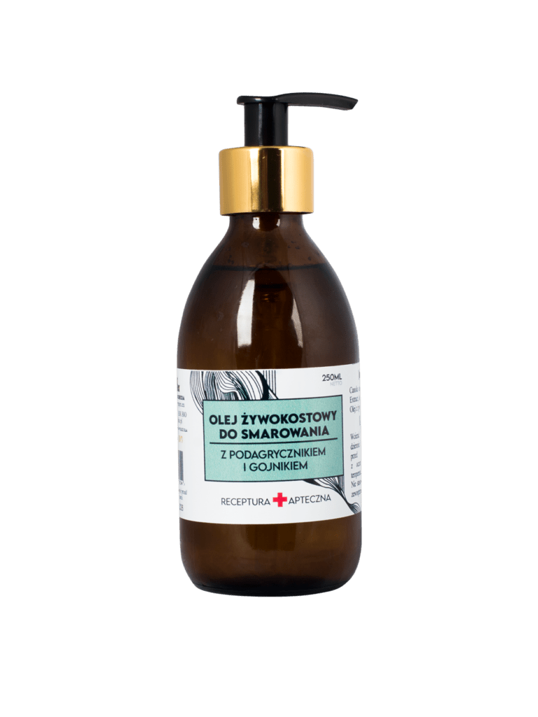 Olej żywokostowy do smarowania z podagrycznikiem i gojnikiem